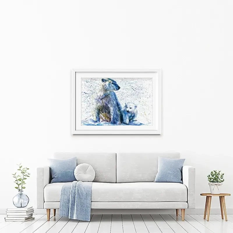 Polar Bear And Baby Framed Art Print Polar Bear And Baby Framed Art Print wall art product KOSTART / Shutterstock