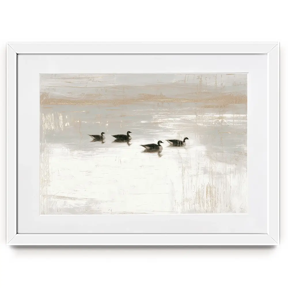 Pond Geese Dawn Framed Art Print Pond Geese Dawn Framed Art Print wall art product Chromatic Storm Studio