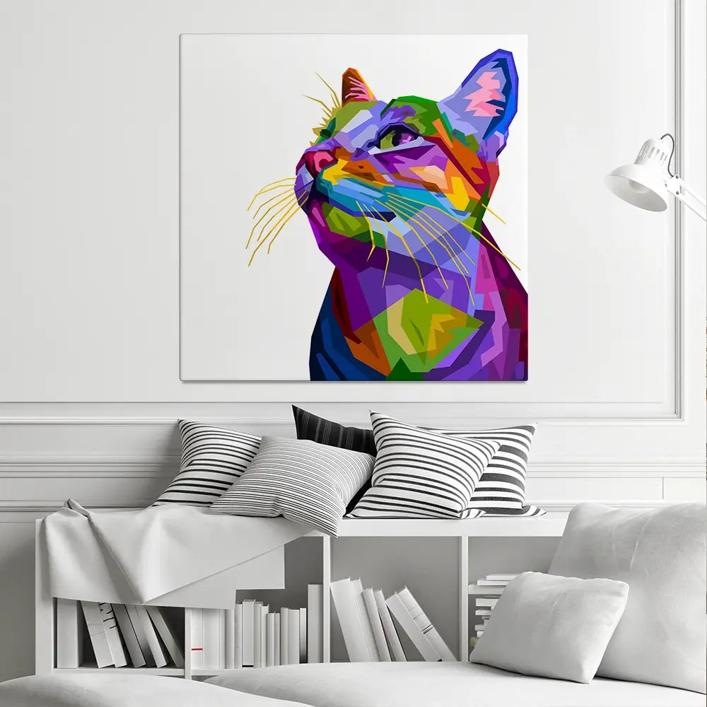 Pop Art Cat Square Canvas Print Pop Art Cat Square Canvas Print wall art product Art Print Shop