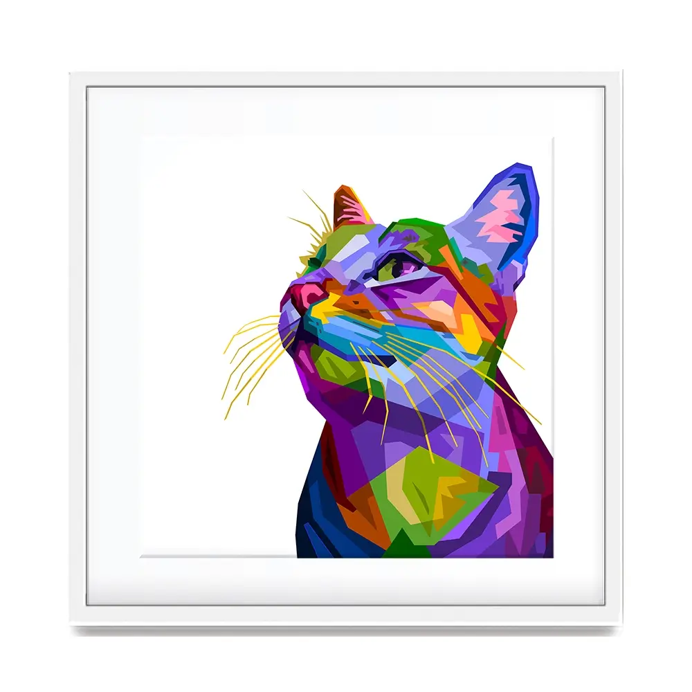Pop Art Cat Square Framed Art Print Pop Art Cat Square Framed Art Print wall art product Art Print Shop