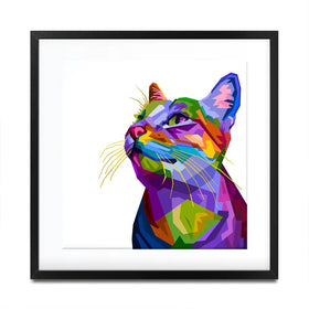 Pop Art Cat Square Framed Art Print Pop Art Cat Square Framed Art Print wall art product Art Print Shop