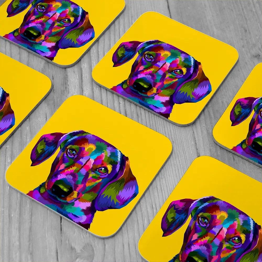 Pop Art Dachshund Coaster Set Rainbow Soul Tree Coaster Set | Rainbow Soul Tree Art Coasters wall art product Sultan Receh / Shutterstock