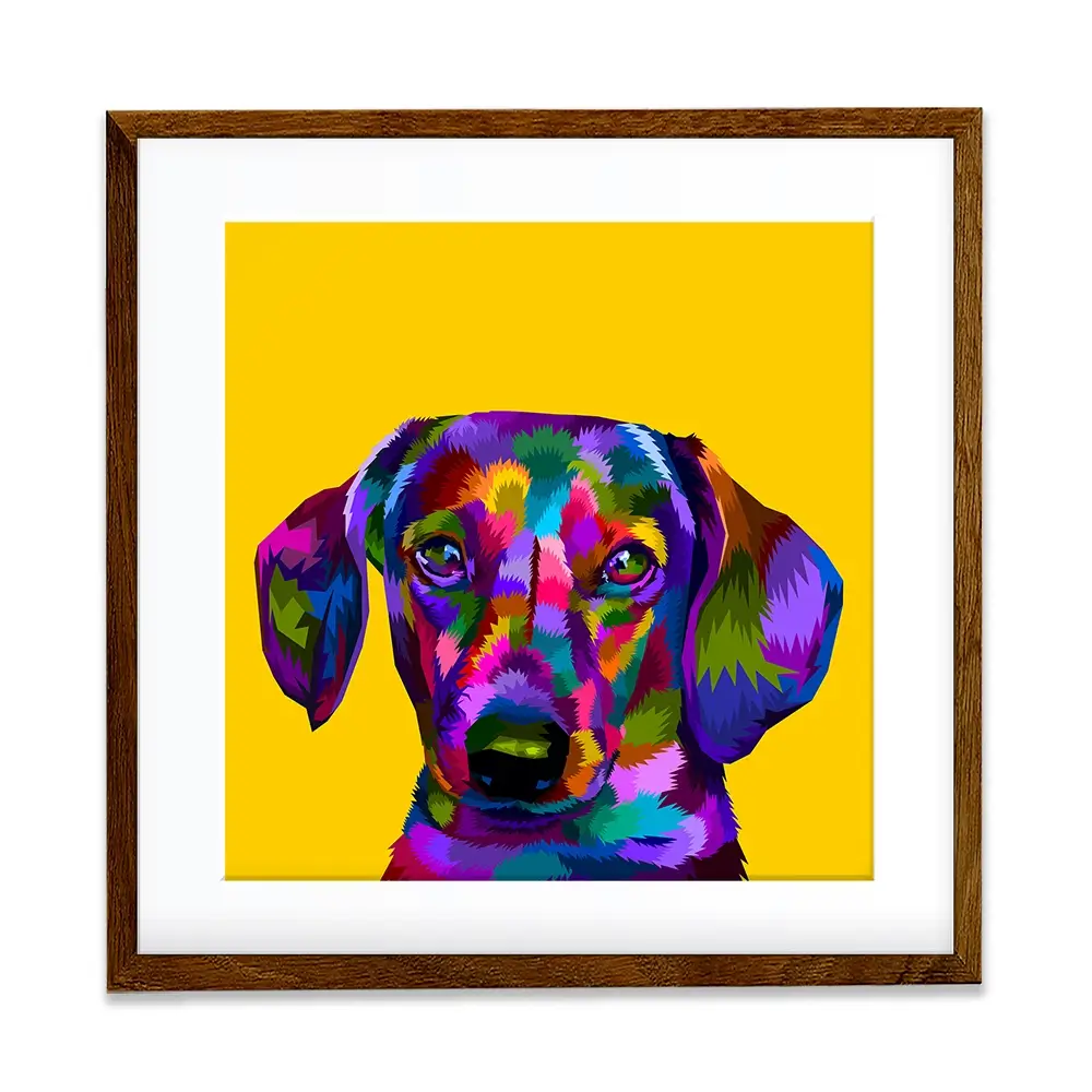 Pop Art Dachshund Square Framed Art Print Pop Art Dachshund Square Framed Art Print wall art product Sultan Receh / Shutterstock