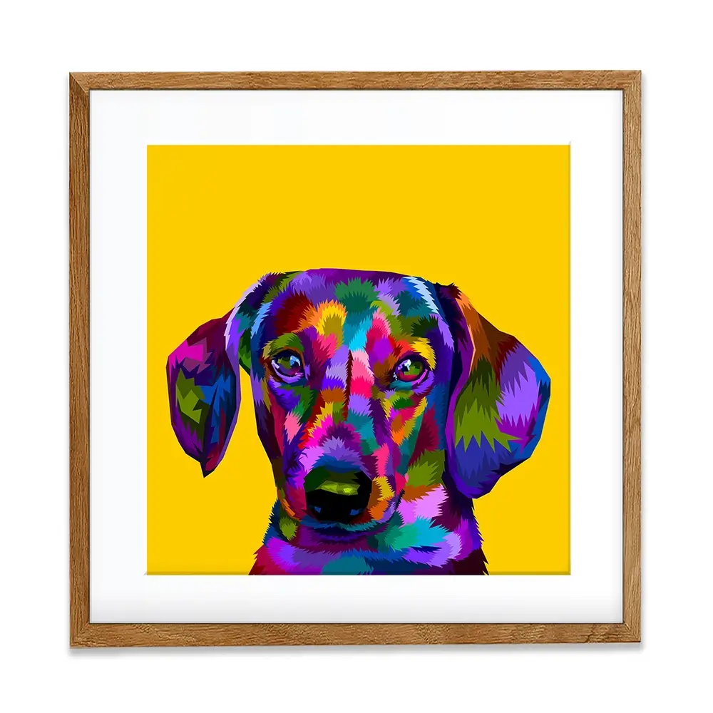 Pop Art Dachshund Square Framed Art Print Pop Art Dachshund Square Framed Art Print wall art product Sultan Receh / Shutterstock