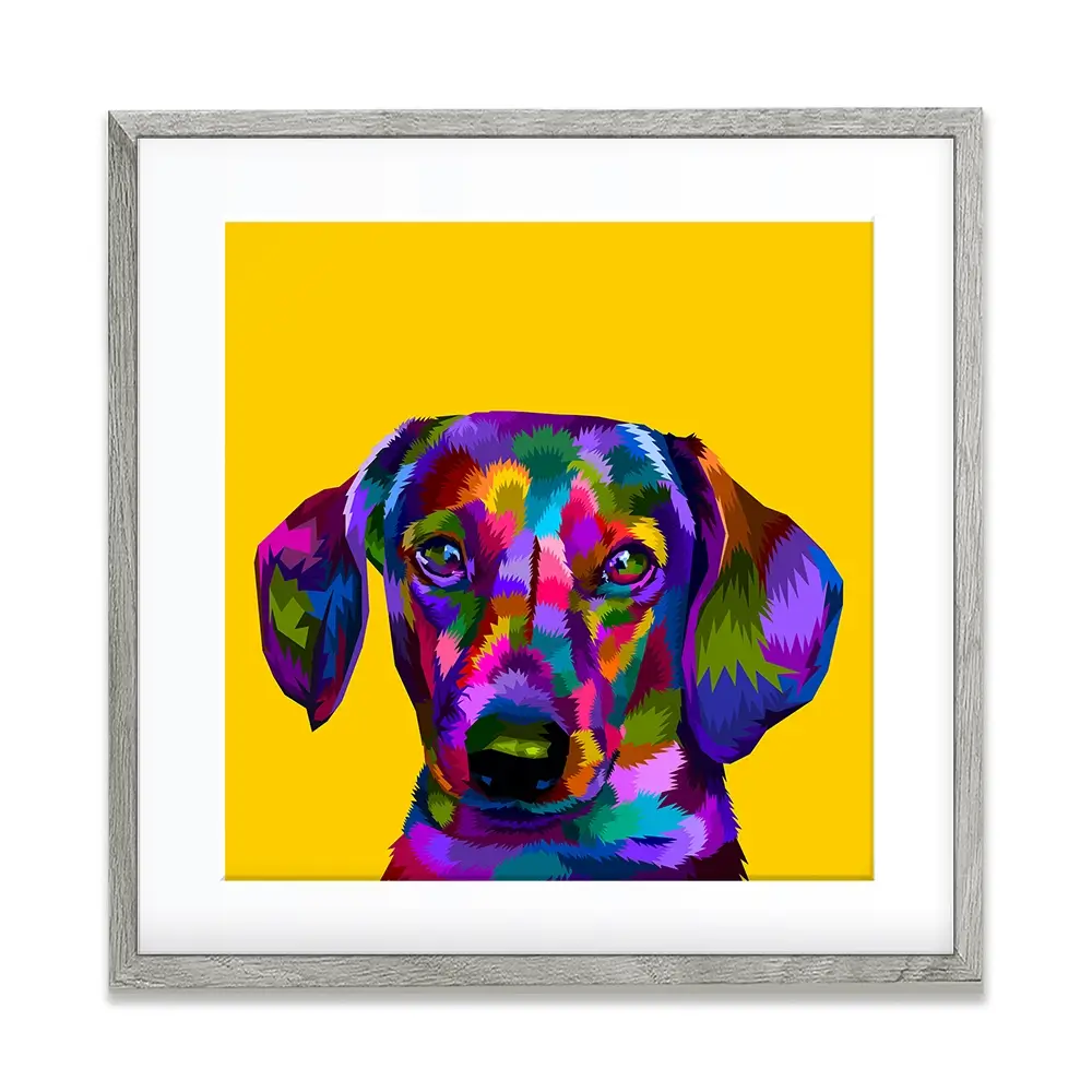 Pop Art Dachshund Square Framed Art Print Pop Art Dachshund Square Framed Art Print wall art product Sultan Receh / Shutterstock