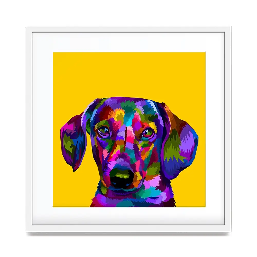 Pop Art Dachshund Square Framed Art Print Pop Art Dachshund Square Framed Art Print wall art product Sultan Receh / Shutterstock