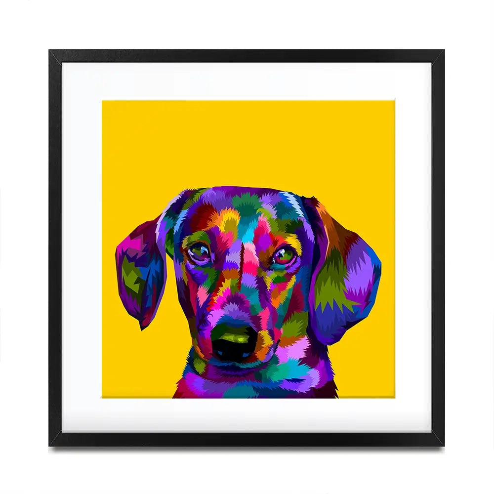 Pop Art Dachshund Square Framed Art Print Pop Art Dachshund Square Framed Art Print wall art product Sultan Receh / Shutterstock