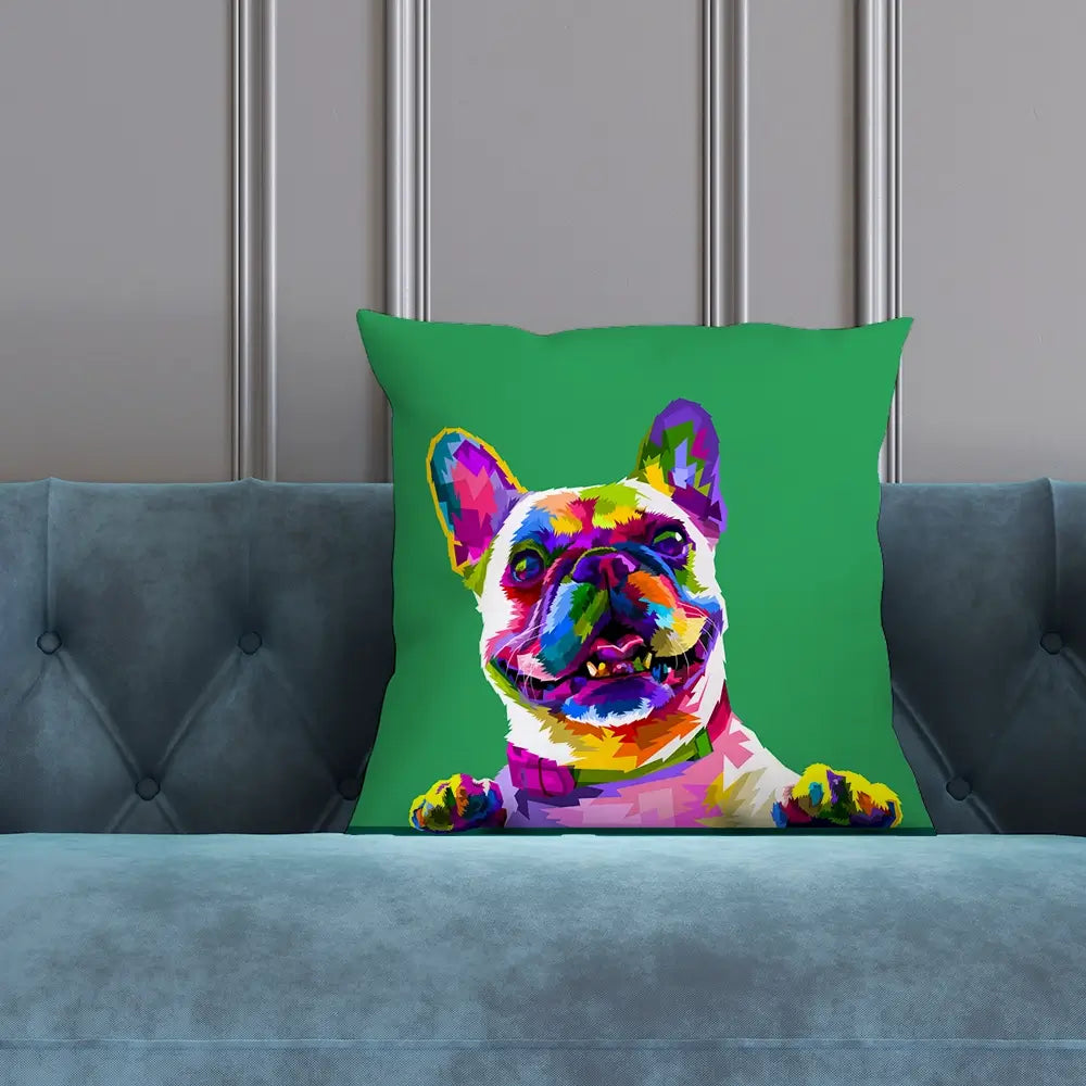 Pop Art Frenchie Cushion Pop Art Frenchie Cushion wall art product rainbow zoo / Shutterstock