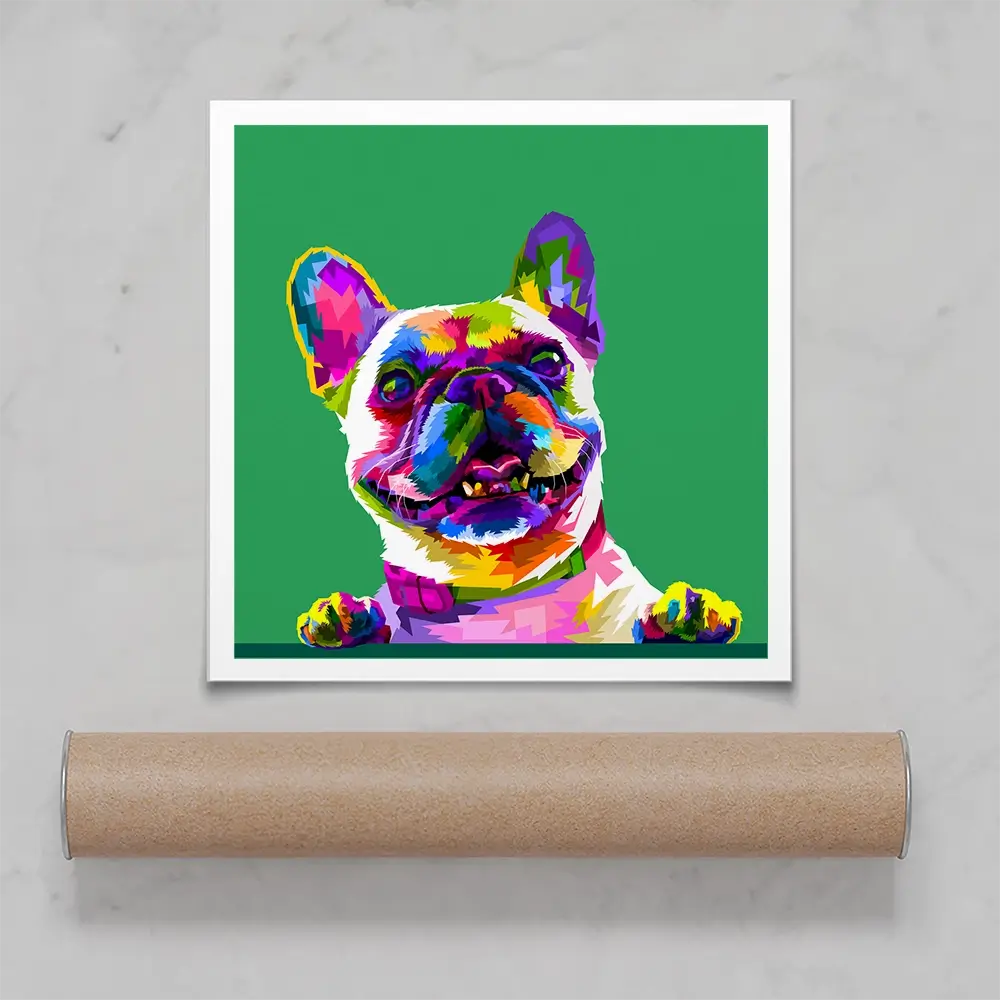 Pop Art Frenchie Square Art Print Pop Art Frenchie Square Art Print wall art product rainbow zoo / Shutterstock