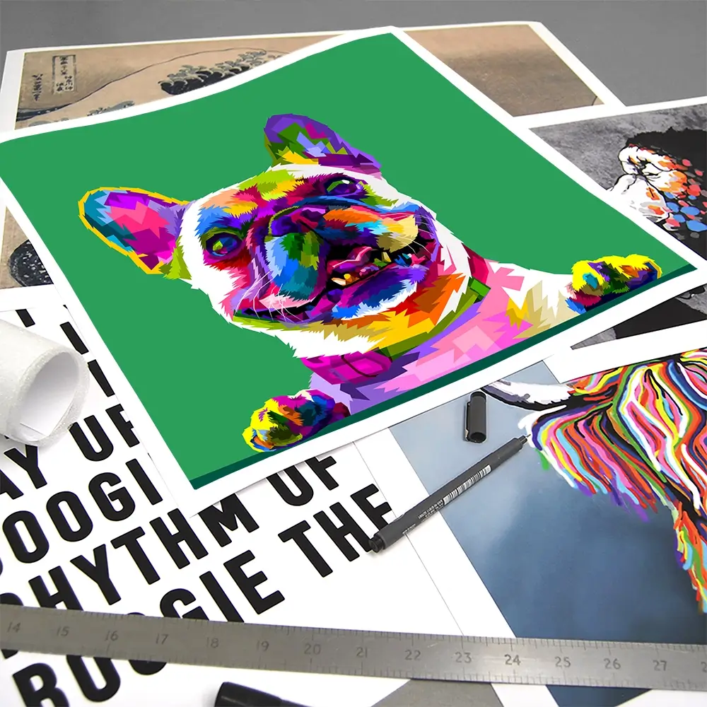 Pop Art Frenchie Square Art Print Pop Art Frenchie Square Art Print wall art product rainbow zoo / Shutterstock