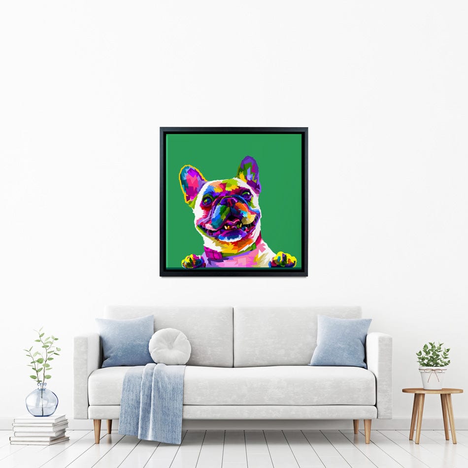 Pop Art Frenchie Square Canvas Print wall art product rainbow zoo / Shutterstock