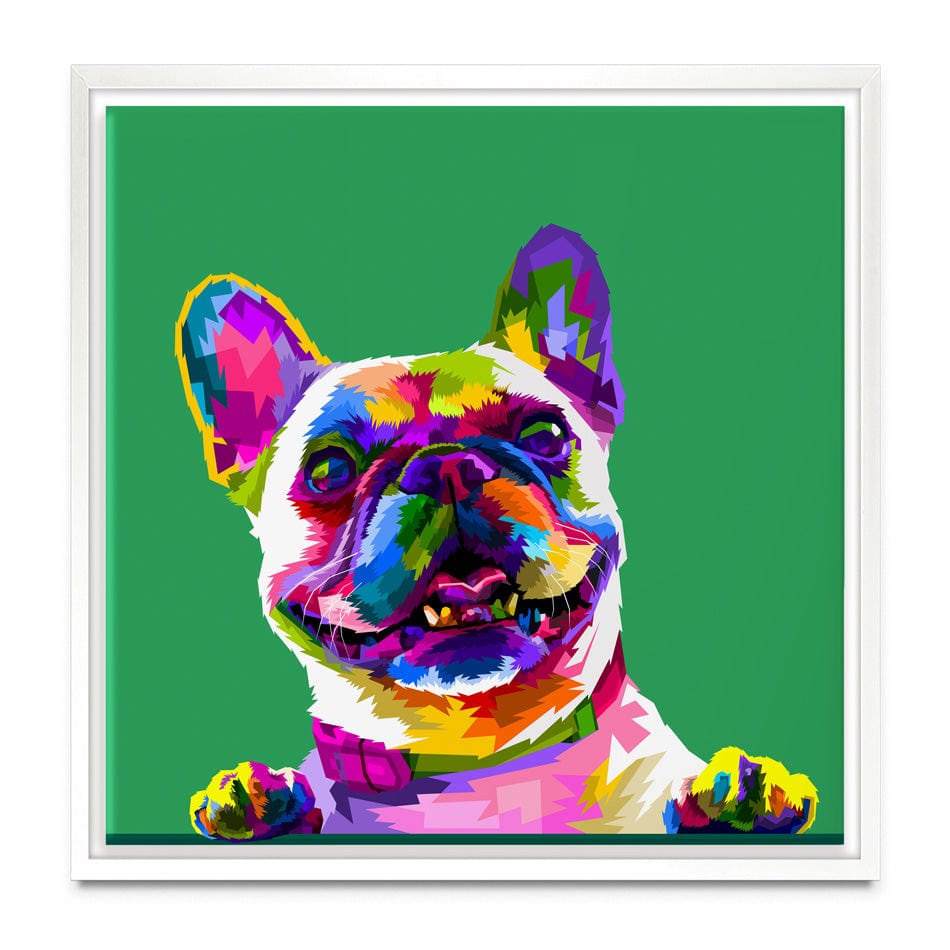 Pop Art Frenchie Square Canvas Print wall art product rainbow zoo / Shutterstock