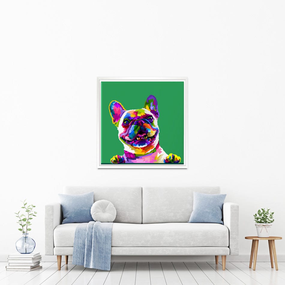 Pop Art Frenchie Square Canvas Print wall art product rainbow zoo / Shutterstock