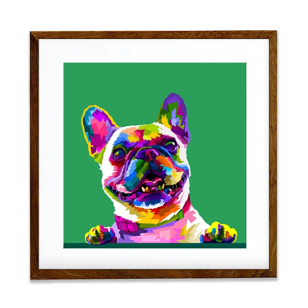 Pop Art Frenchie Square Framed Art Print Pop Art Frenchie Square Framed Art Print wall art product rainbow zoo / Shutterstock