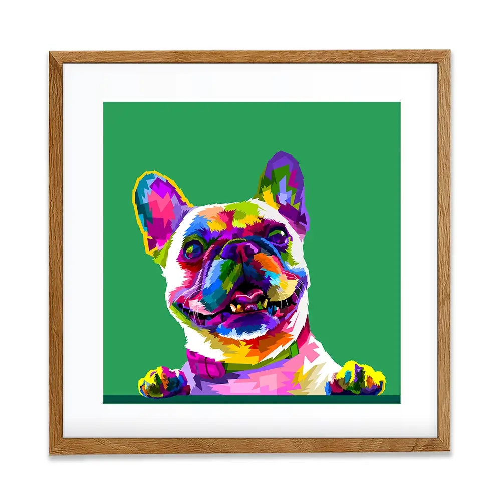 Pop Art Frenchie Square Framed Art Print Pop Art Frenchie Square Framed Art Print wall art product rainbow zoo / Shutterstock
