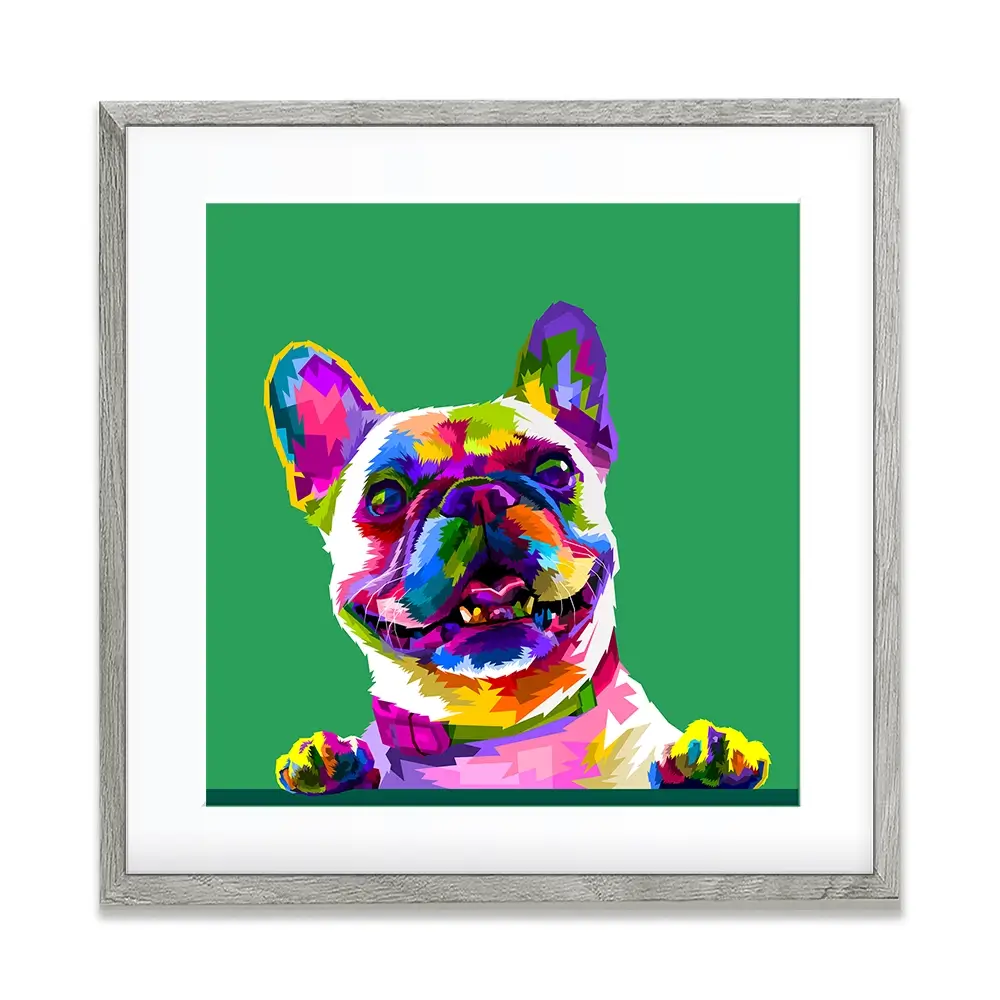 Pop Art Frenchie Square Framed Art Print Pop Art Frenchie Square Framed Art Print wall art product rainbow zoo / Shutterstock