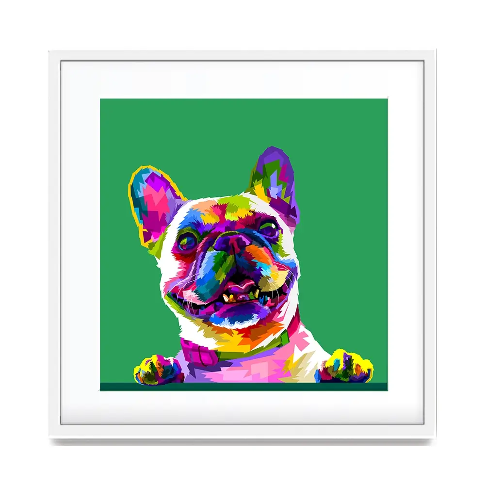 Pop Art Frenchie Square Framed Art Print Pop Art Frenchie Square Framed Art Print wall art product rainbow zoo / Shutterstock