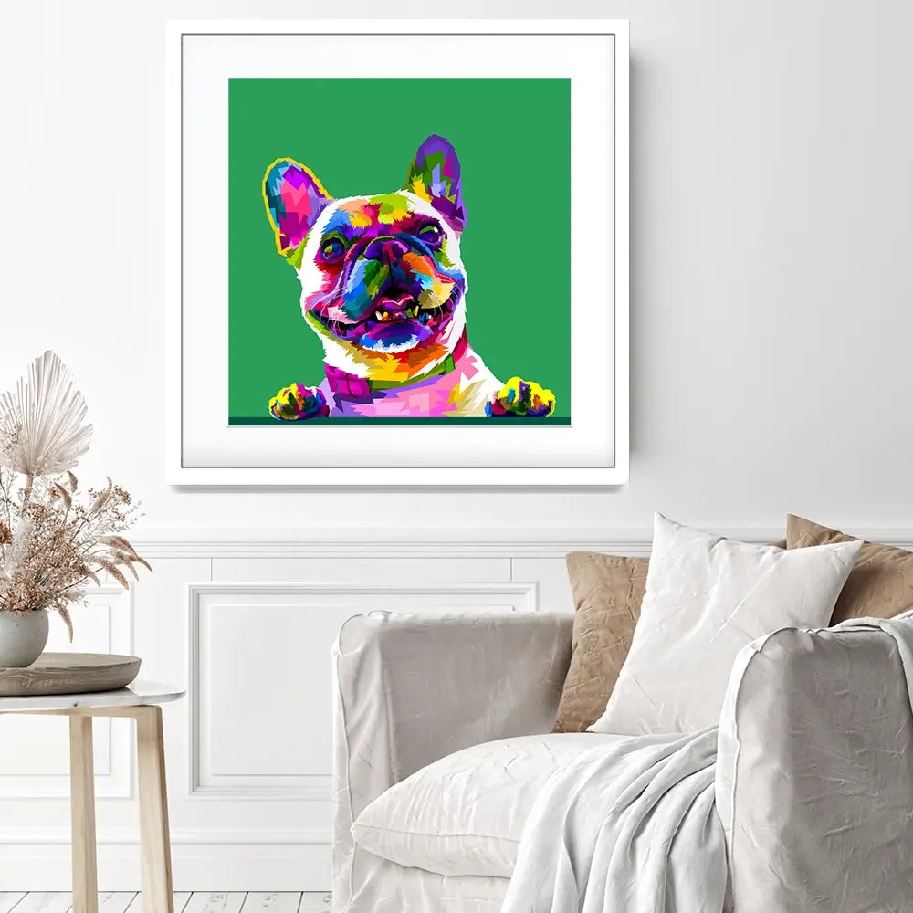 Pop Art Frenchie Square Framed Art Print Pop Art Frenchie Square Framed Art Print wall art product rainbow zoo / Shutterstock