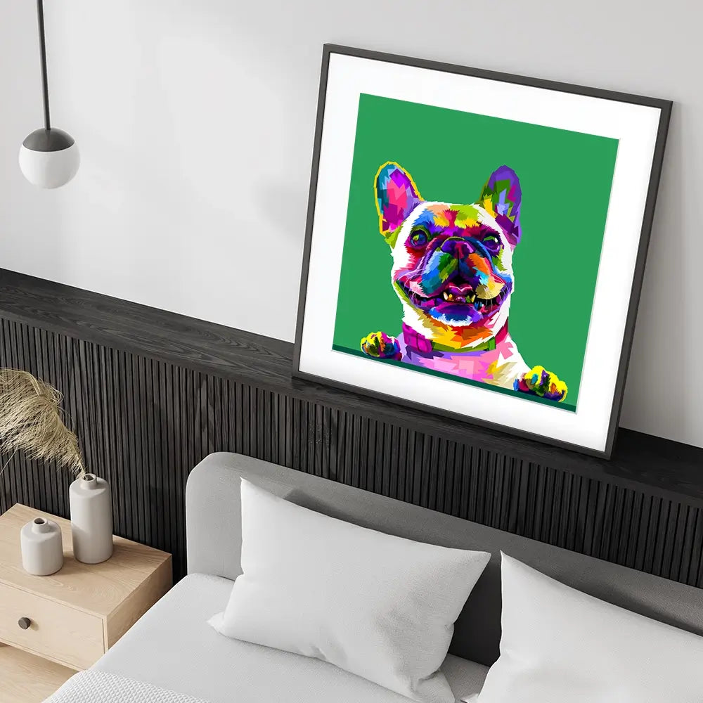 Pop Art Frenchie Square Framed Art Print Pop Art Frenchie Square Framed Art Print wall art product rainbow zoo / Shutterstock