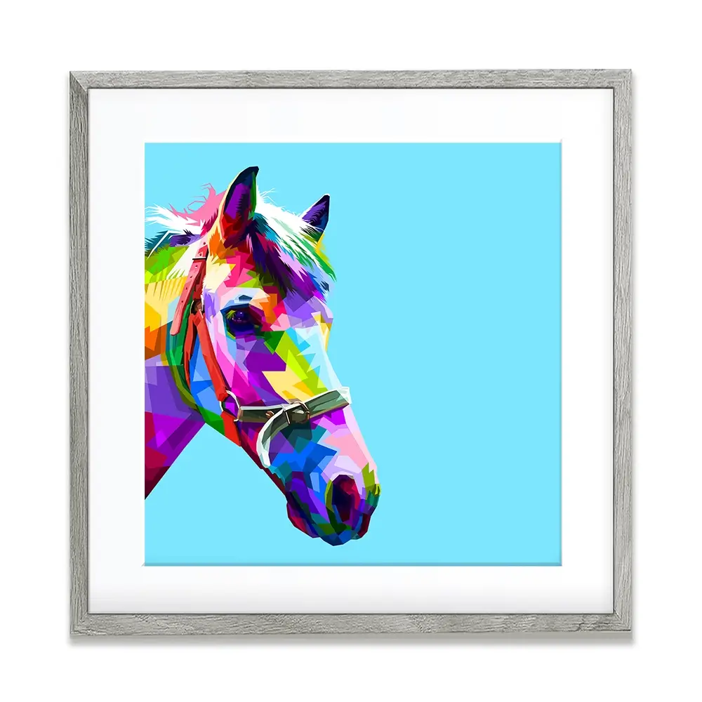 Pop Art Horse Square Framed Art Print Pop Art Horse Square Framed Art Print wall art product rainbow zoo / Shutterstock