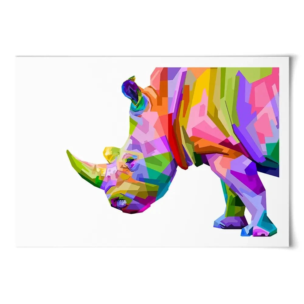 Pop Art Rhinoceros Art Print Pop Art Rhinoceros Art Print wall art product rainbow zoo / Shutterstock
