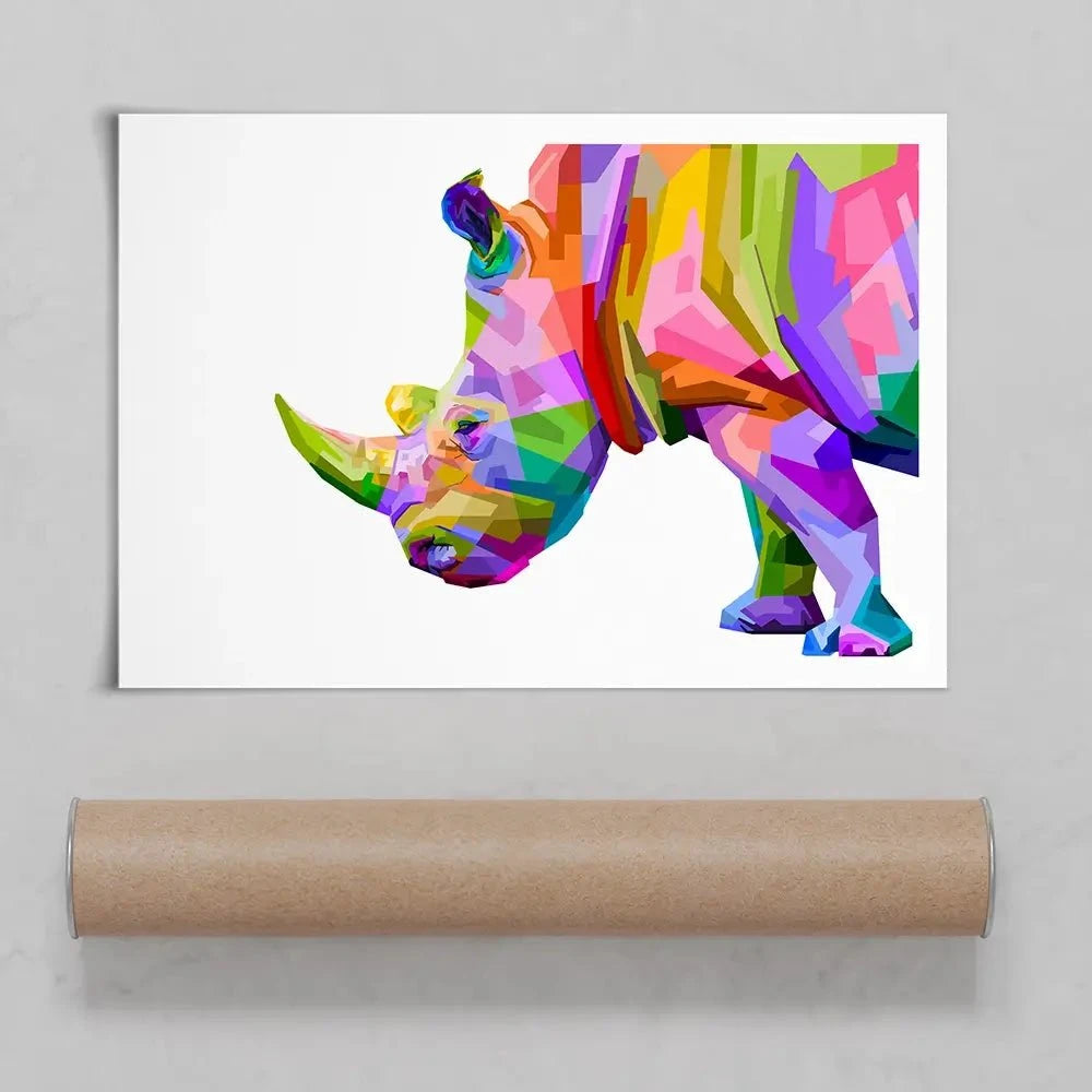 Pop Art Rhinoceros Art Print Pop Art Rhinoceros Art Print wall art product rainbow zoo / Shutterstock