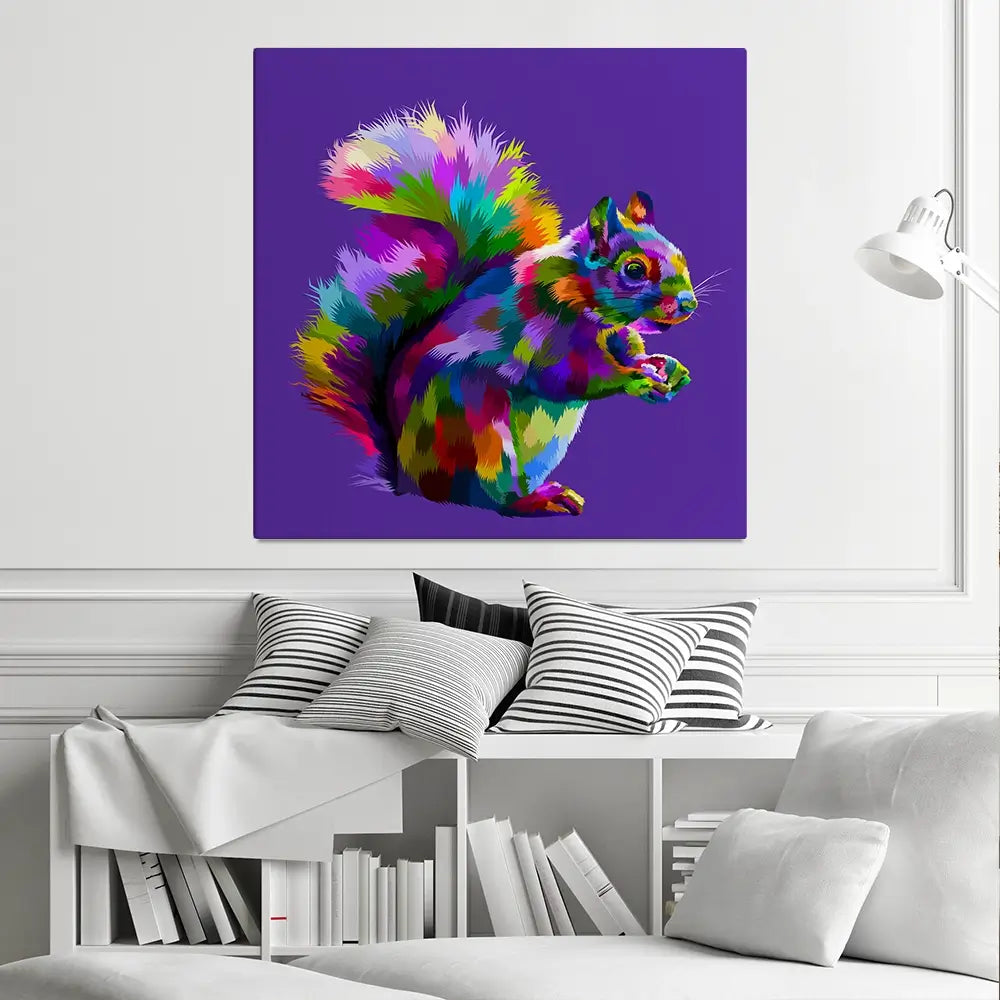 Pop Art Squirrel Canvas Print Pop Art Squirrel Canvas Print wall art product rainbow zoo / Shutterstock