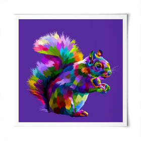 Pop Art Squirrel Square Art Print Pop Art Squirrel Square Art Print wall art product rainbow zoo / Shutterstock