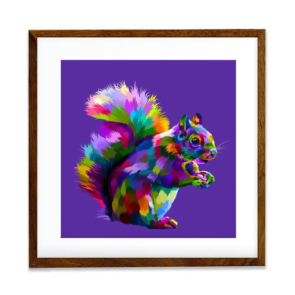 Pop Art Squirrel Square Framed Art Print Pop Art Squirrel Square Framed Art Print wall art product rainbow zoo / Shutterstock