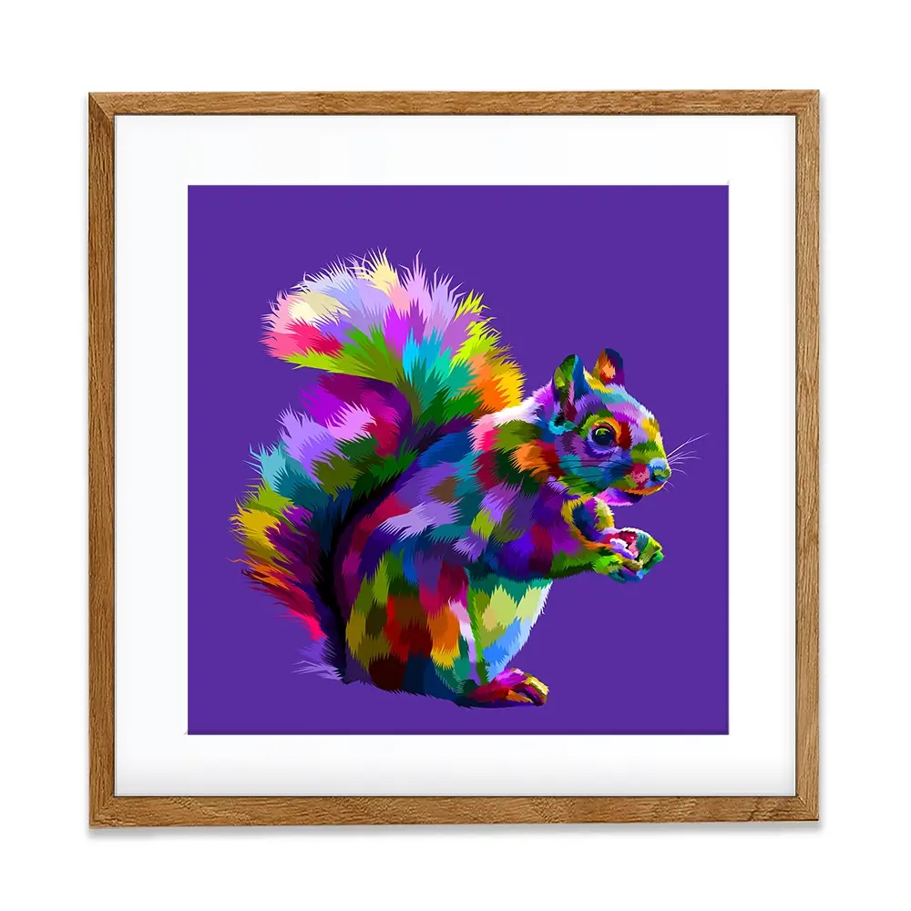 Pop Art Squirrel Square Framed Art Print Pop Art Squirrel Square Framed Art Print wall art product rainbow zoo / Shutterstock