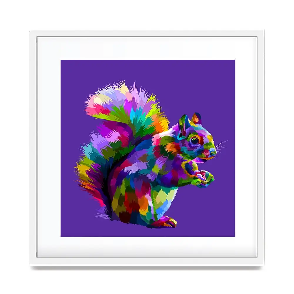 Pop Art Squirrel Square Framed Art Print Pop Art Squirrel Square Framed Art Print wall art product rainbow zoo / Shutterstock