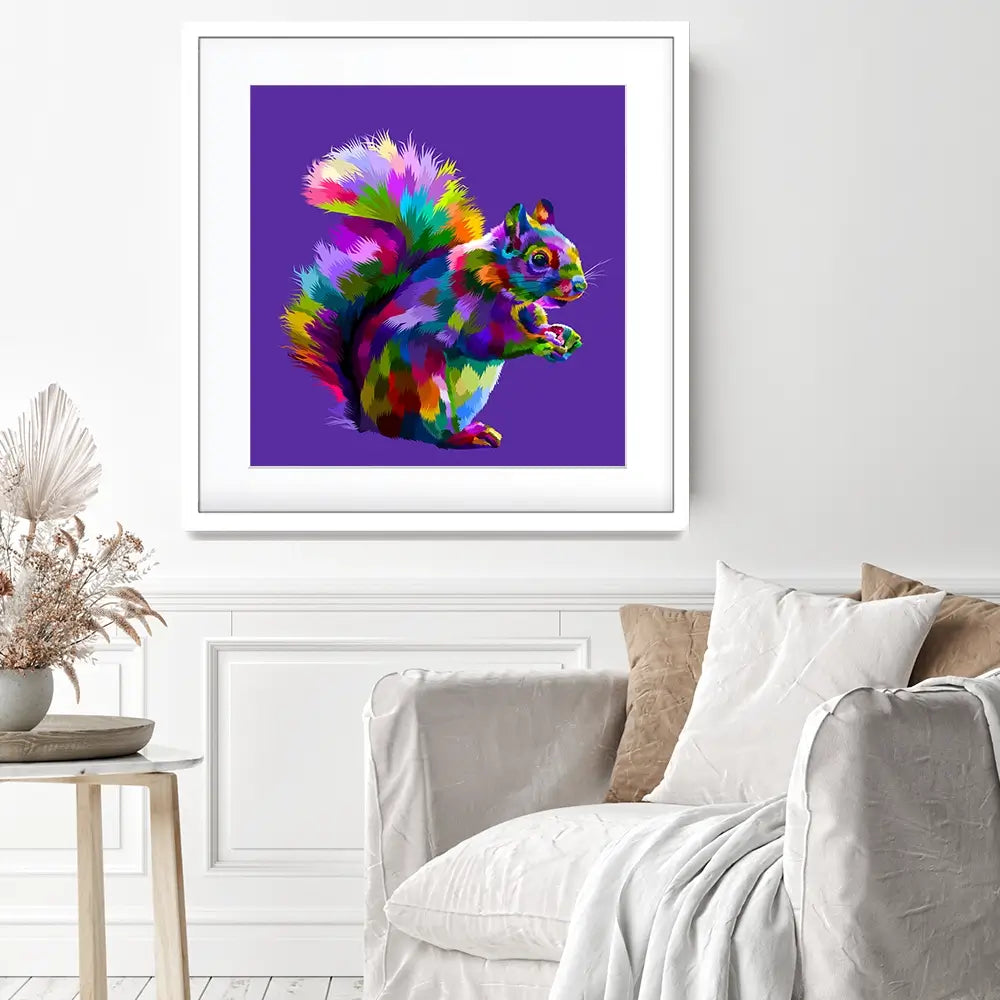 Pop Art Squirrel Square Framed Art Print Pop Art Squirrel Square Framed Art Print wall art product rainbow zoo / Shutterstock