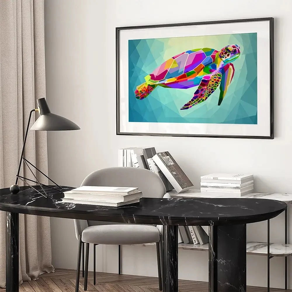 Pop Art Turtle Framed Art Print Pop Art Turtle Framed Art Print wall art product rainbow zoo / Shutterstock