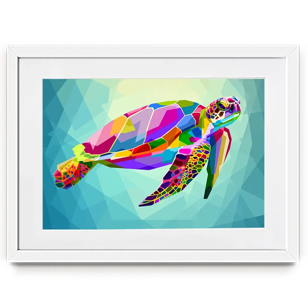 Pop Art Turtle Framed Art Print Pop Art Turtle Framed Art Print wall art product rainbow zoo / Shutterstock