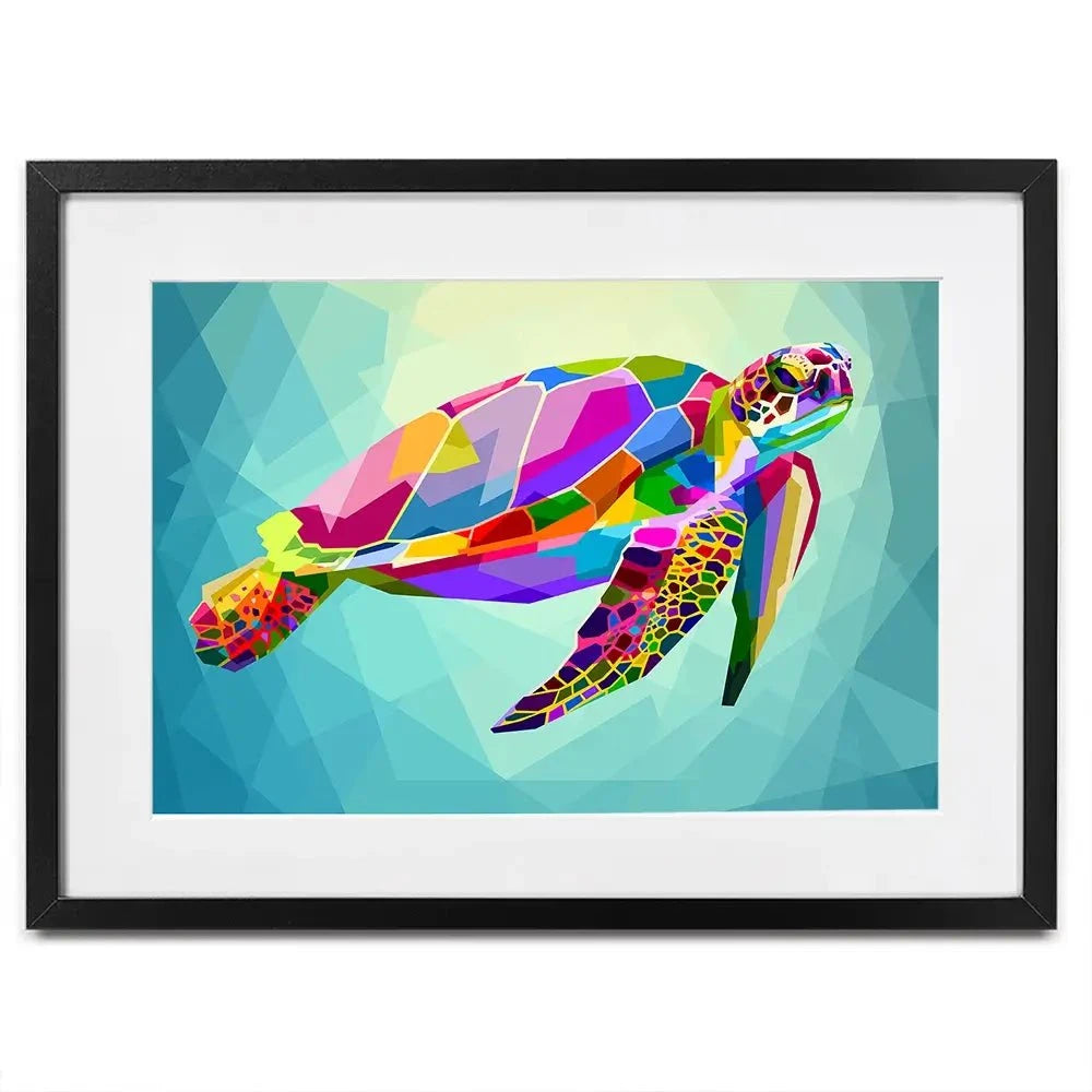 Pop Art Turtle Framed Art Print Pop Art Turtle Framed Art Print wall art product rainbow zoo / Shutterstock