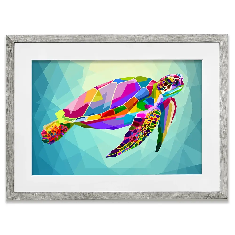 Pop Art Turtle Framed Art Print Pop Art Turtle Framed Art Print wall art product rainbow zoo / Shutterstock