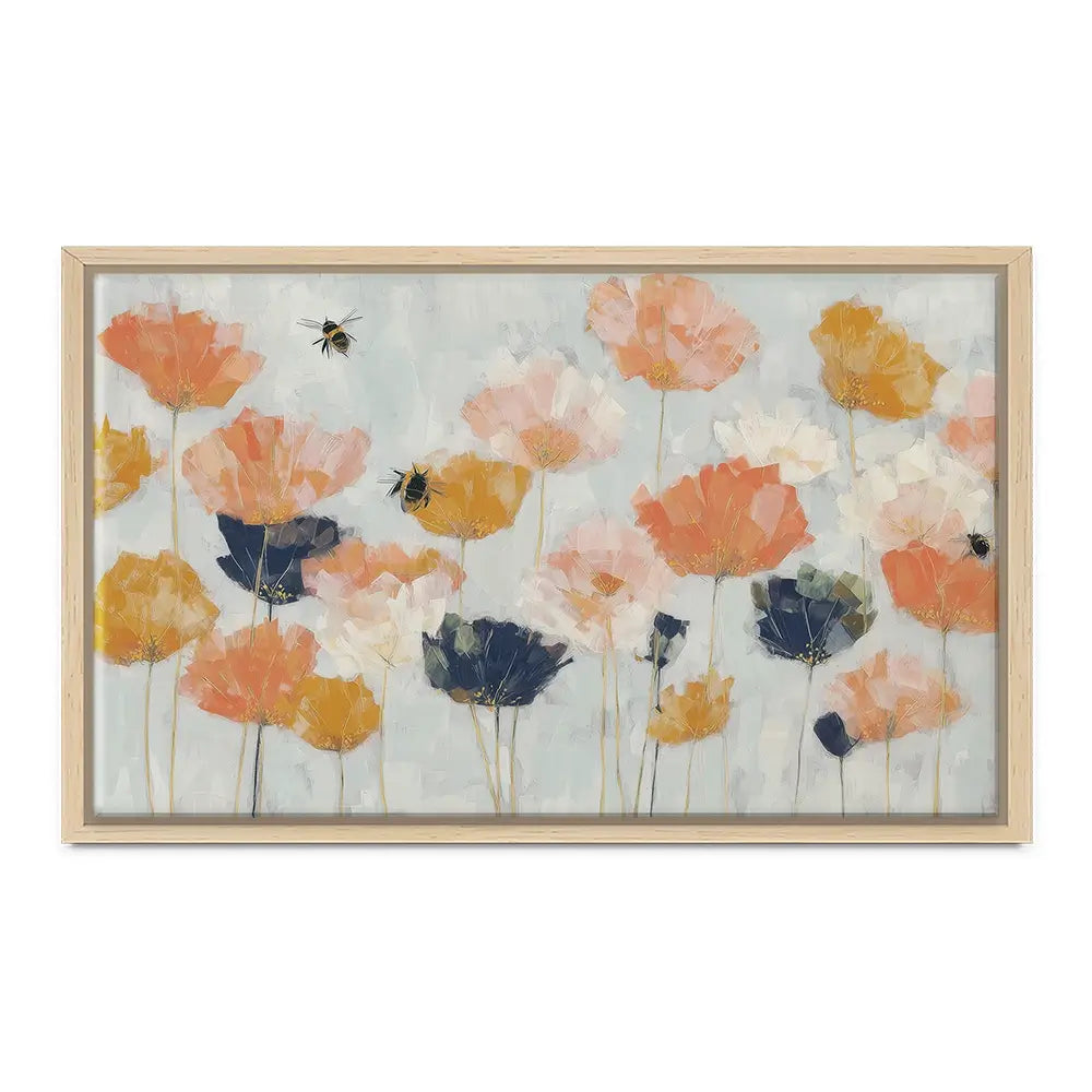 Poppies And Bees In Meadow Canvas Print Poppies And Bees In Meadow Canvas Print wall art product Chromatic Storm Studio