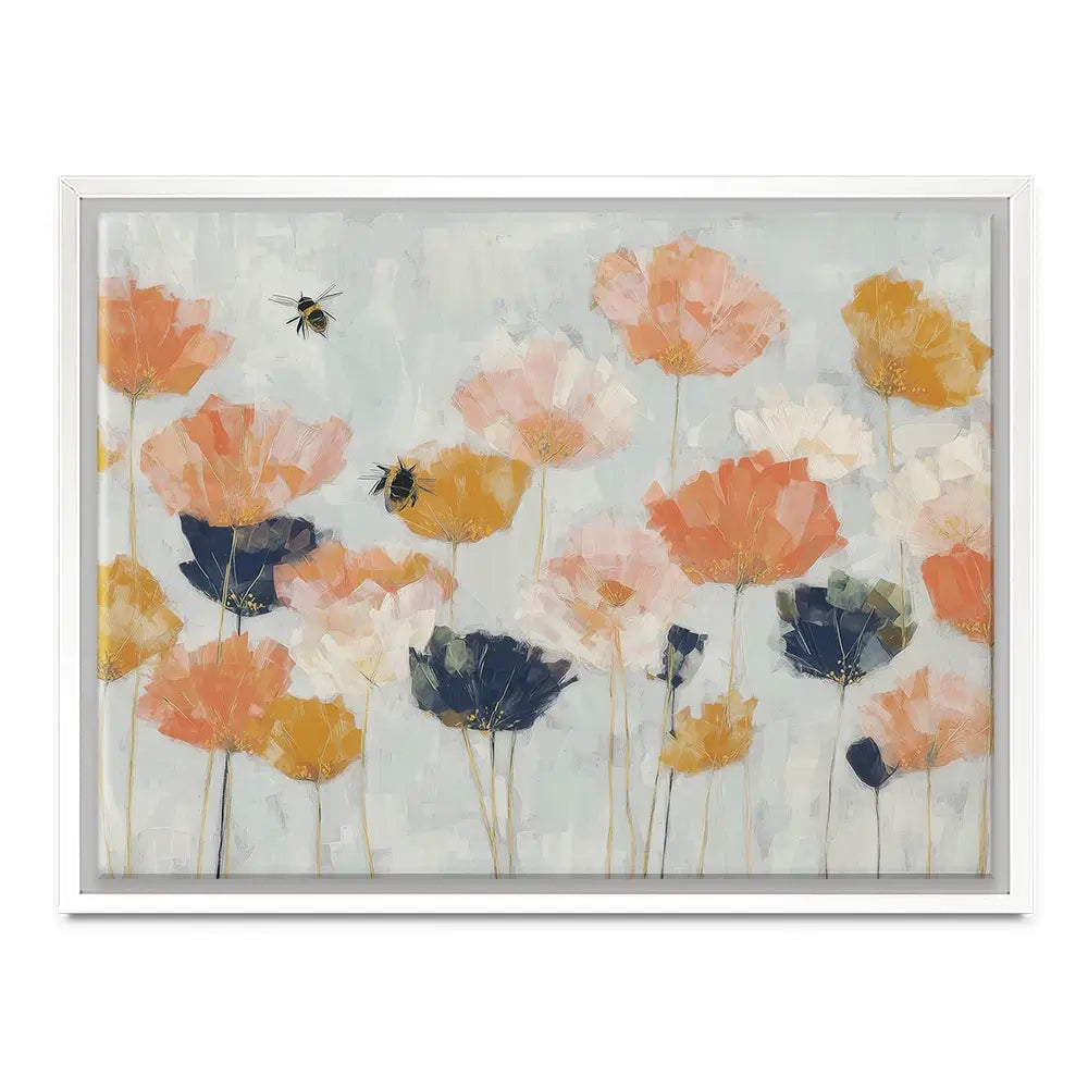 Poppies And Bees In Meadow Canvas Print Poppies And Bees In Meadow Canvas Print wall art product Chromatic Storm Studio