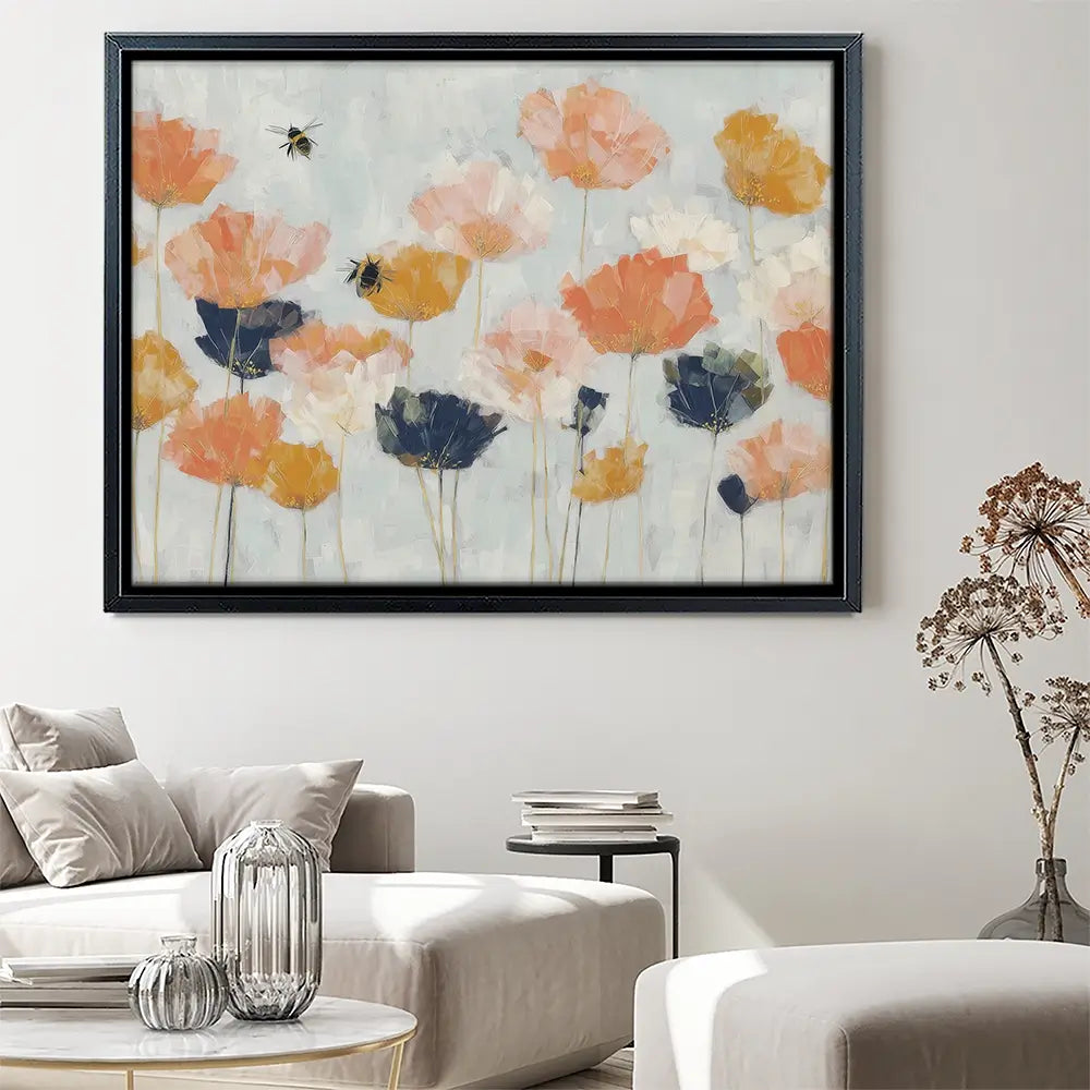 Poppies And Bees In Meadow Canvas Print Poppies And Bees In Meadow Canvas Print wall art product Chromatic Storm Studio