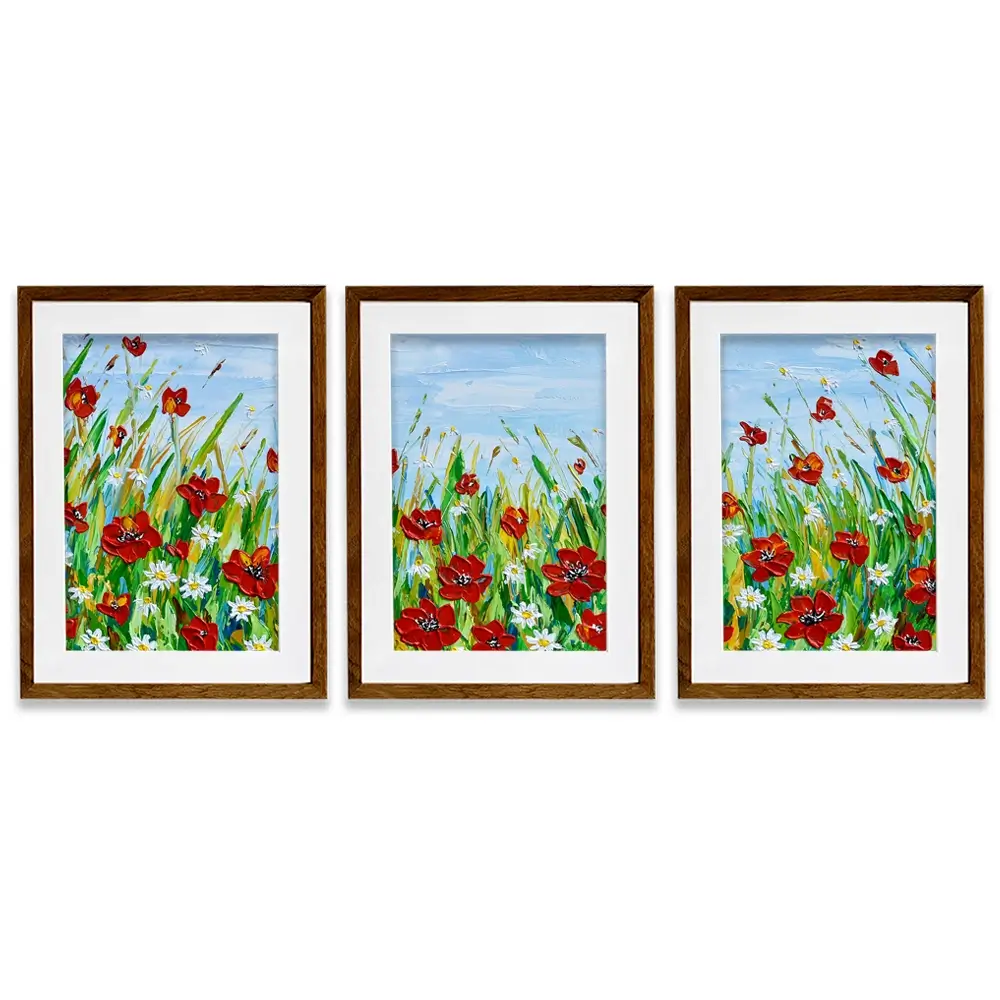 Poppies And Daisies Framed Art Print Trio Poppies And Daisies Framed Art Print Trio wall art product Olga Tkachyk