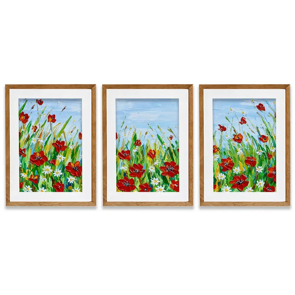 Poppies And Daisies Framed Art Print Trio Poppies And Daisies Framed Art Print Trio wall art product Olga Tkachyk
