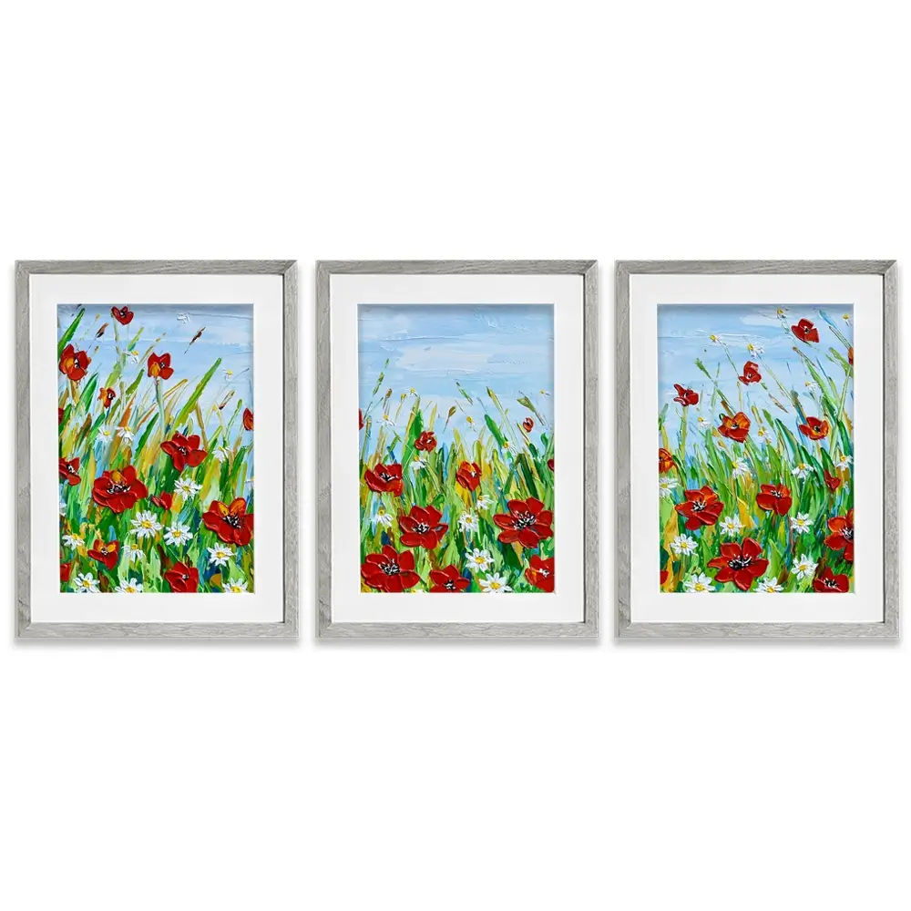 Poppies And Daisies Framed Art Print Trio Poppies And Daisies Framed Art Print Trio wall art product Olga Tkachyk