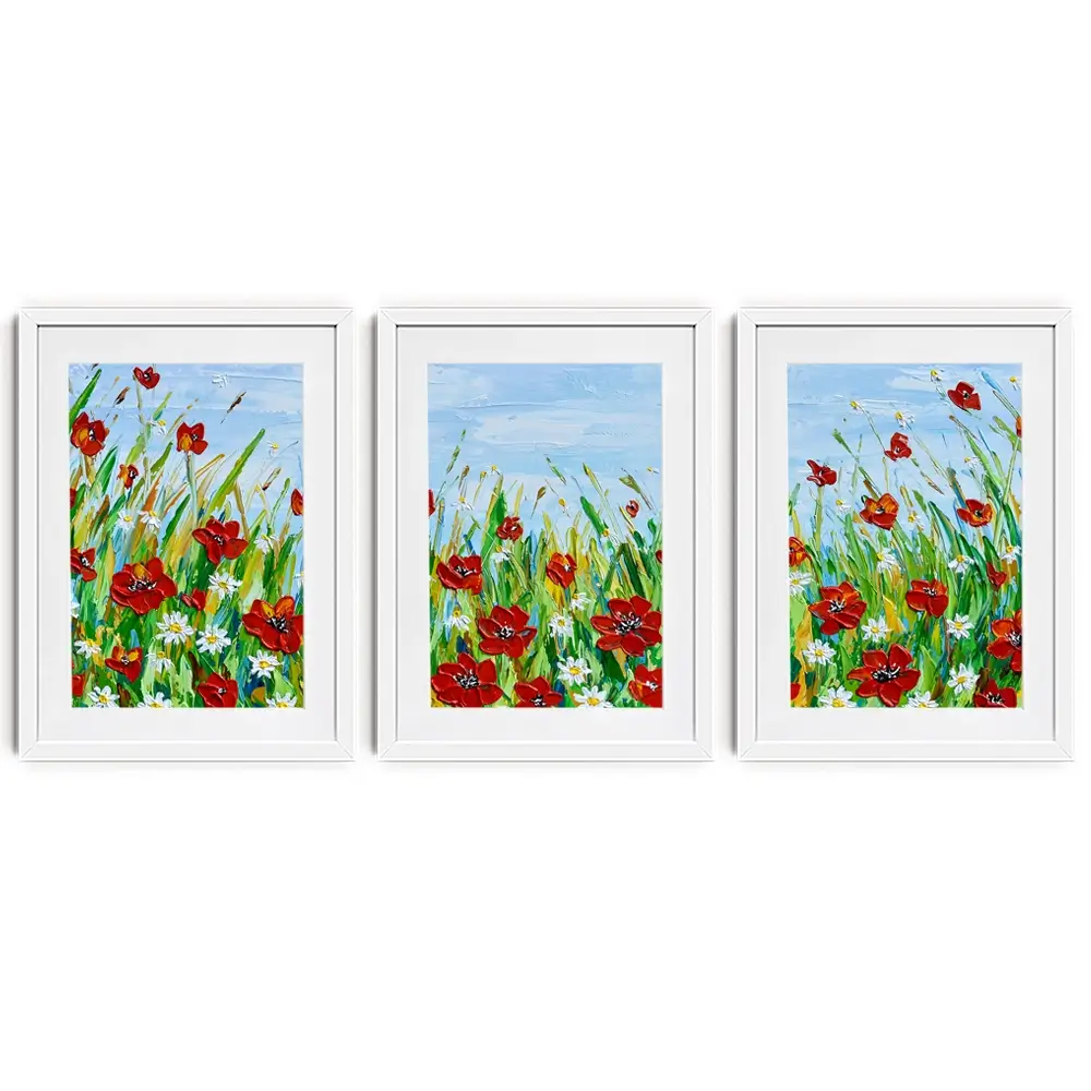 Poppies And Daisies Framed Art Print Trio Poppies And Daisies Framed Art Print Trio wall art product Olga Tkachyk