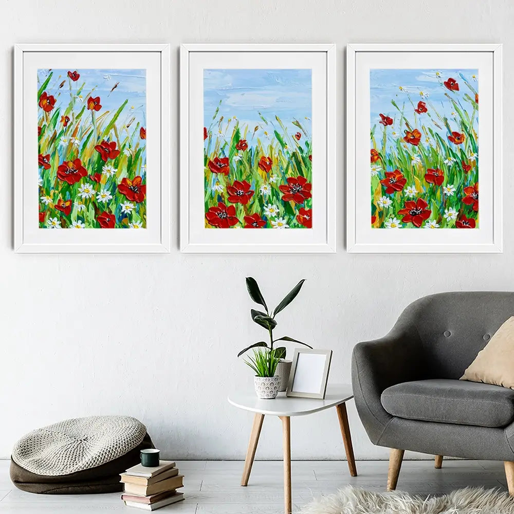Poppies And Daisies Framed Art Print Trio Poppies And Daisies Framed Art Print Trio wall art product Olga Tkachyk