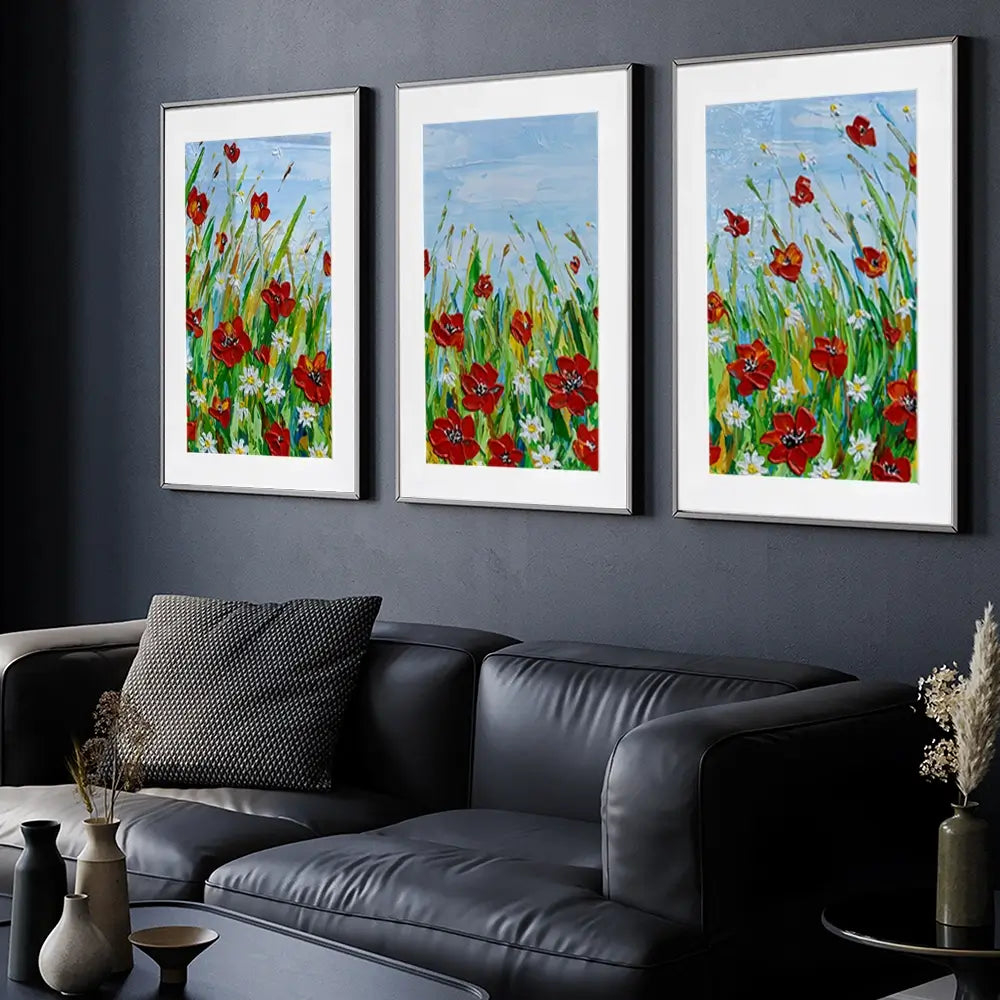 Poppies And Daisies Framed Art Print Trio Poppies And Daisies Framed Art Print Trio wall art product Olga Tkachyk