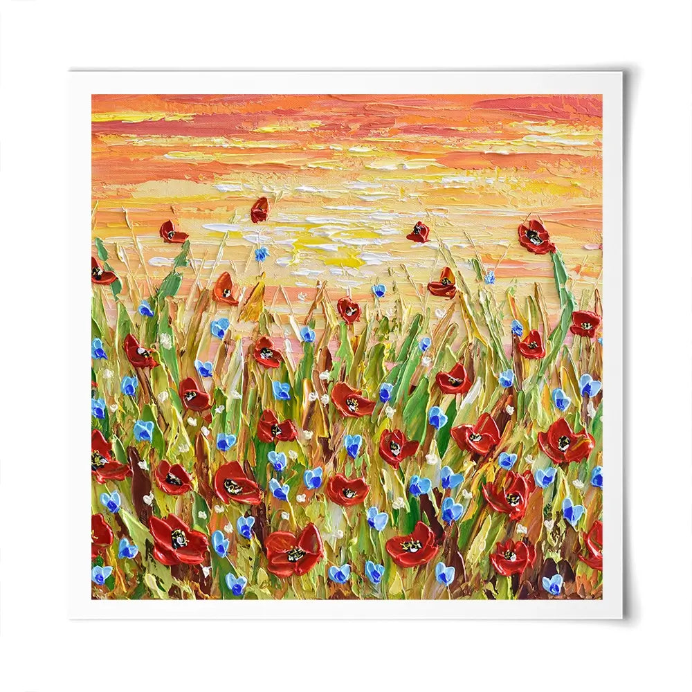 Poppies At Sunset Square Art Print Poppies At Sunset Square Art Print wall art product Olga Tkachyk