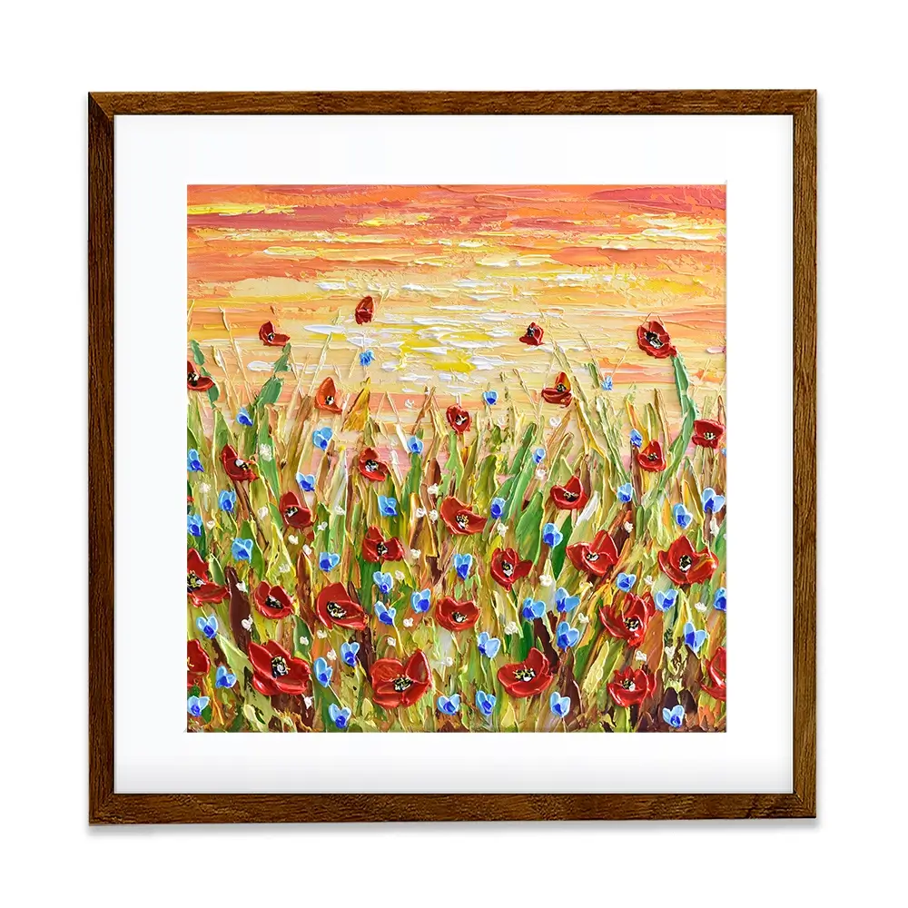 Poppies At Sunset Square Framed Art Print Poppies At Sunset Square Framed Art Print wall art product Olga Tkachyk