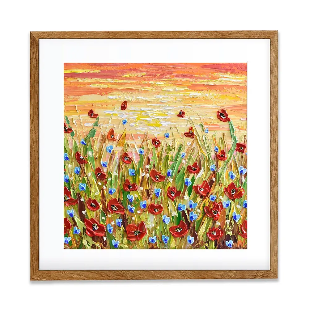 Poppies At Sunset Square Framed Art Print Poppies At Sunset Square Framed Art Print wall art product Olga Tkachyk