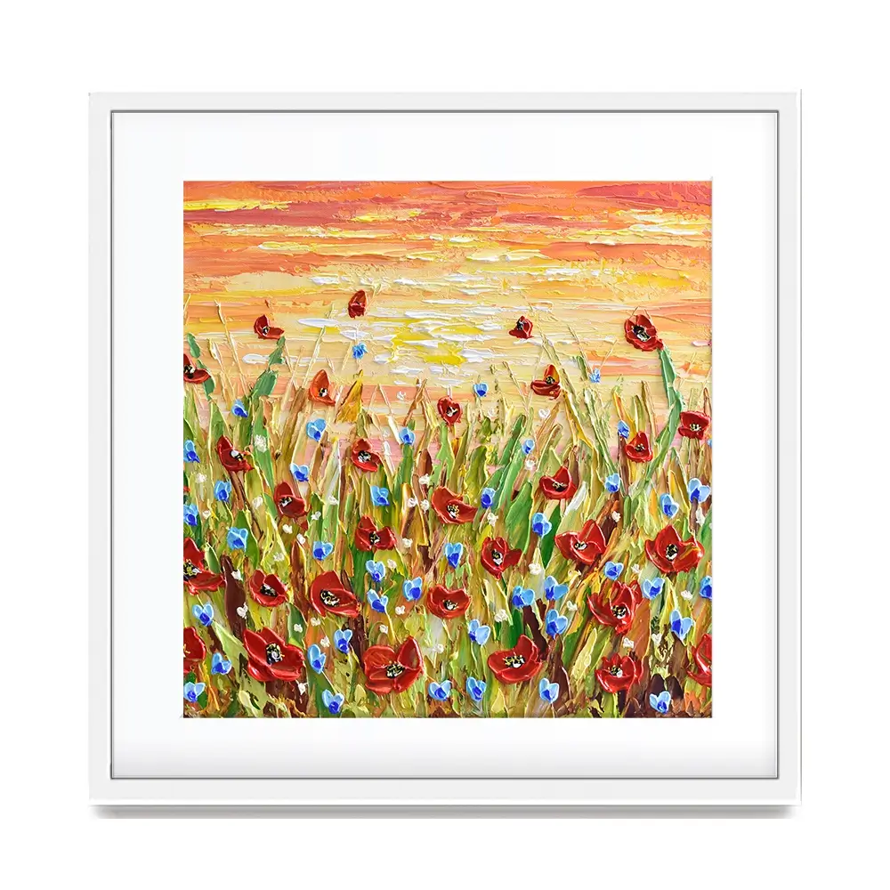 Poppies At Sunset Square Framed Art Print Poppies At Sunset Square Framed Art Print wall art product Olga Tkachyk
