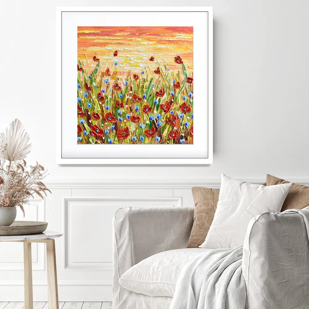 Poppies At Sunset Square Framed Art Print Poppies At Sunset Square Framed Art Print wall art product Olga Tkachyk